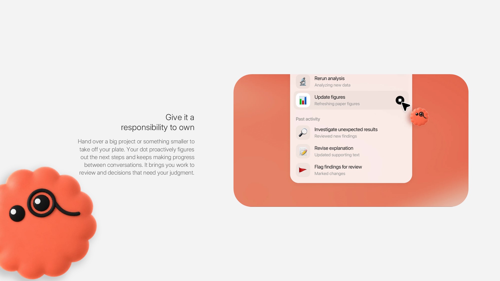 OpenAI Dots Conversational Control Template - Blue chat UI mockup showing Felipe bot managing a board meeting deck via messages