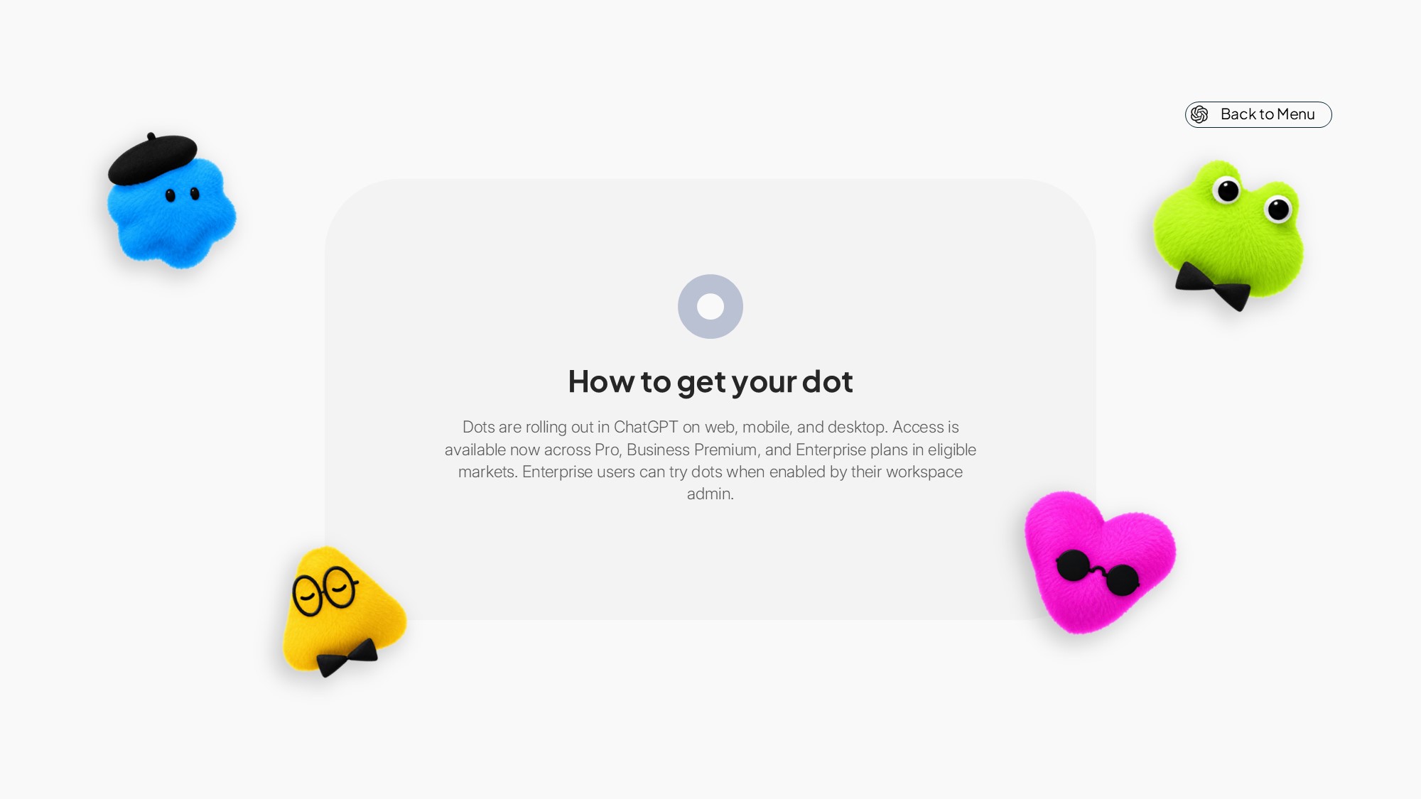 OpenAI Dots Section Divider Template - Clean white blank slide used as a visual breathing space between content sections