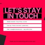 Parent Teacher Conference Template - closing contact slide with 3 white info bars on crimson background