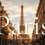 Paris Template - Split editorial slide with café photo, heading, body text, and pull quote on cream background