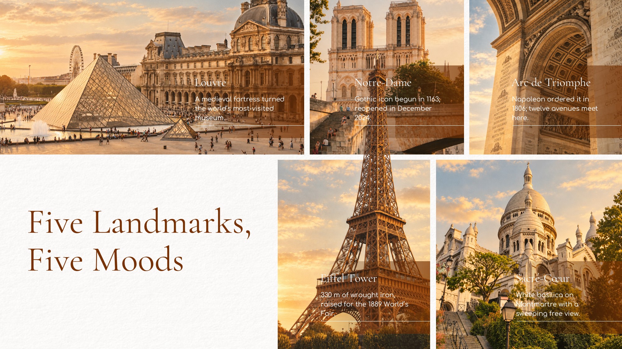 Colorful Slides Presentation Example Paris Themed Slides | Travel Deck for PPT & Canva
