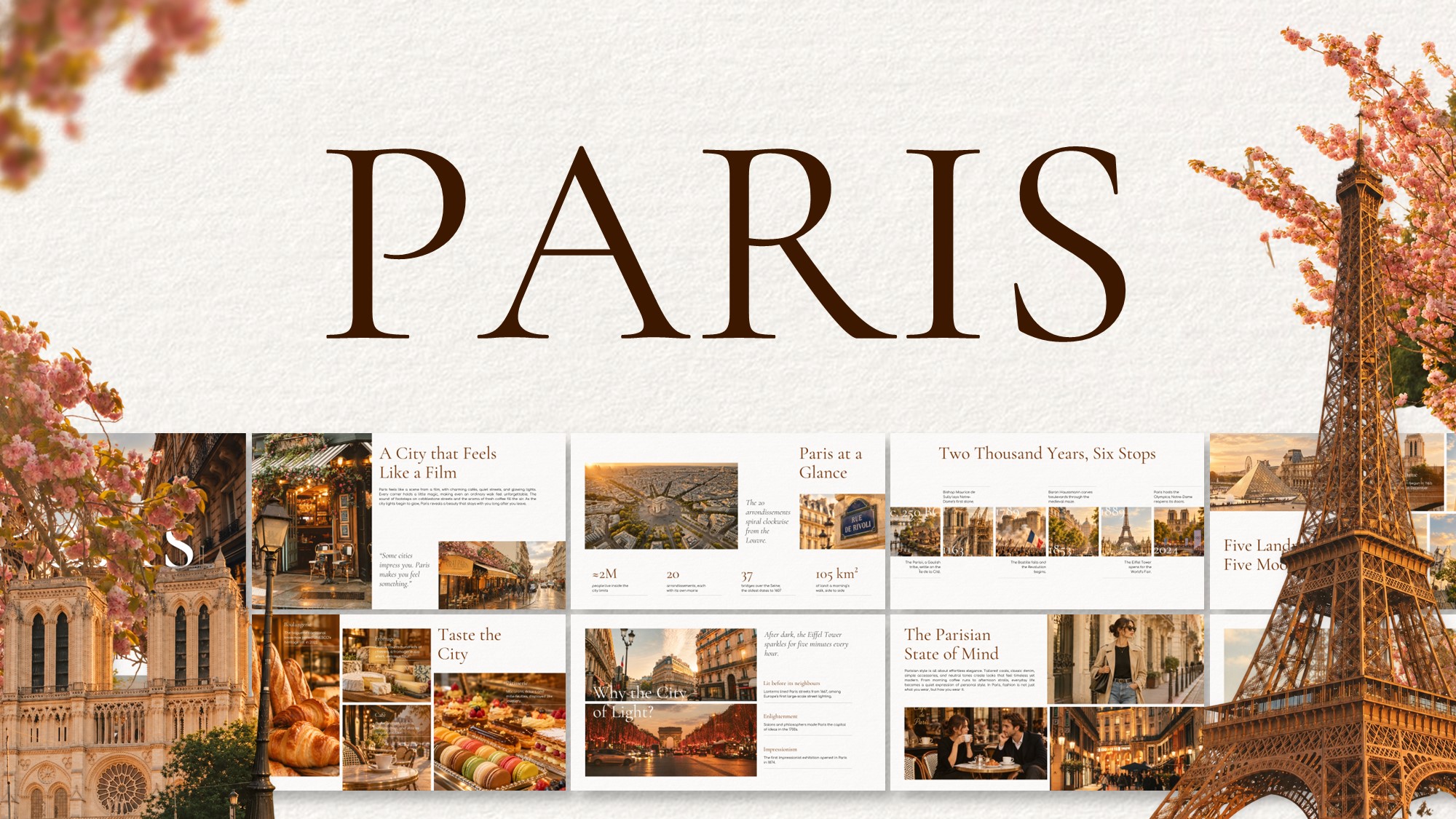 Paris Themed Slides | Travel Deck for PPT & Canva