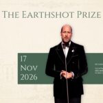 Prince William Earthshot Prize Template - split layout with portrait, green callout box, and 3 homelessness program photo-text rows