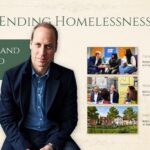 Prince William Looking Ahead Slide - dark editorial layout with body text upper-left and 3 horizontal initiative preview photo cards at bottom