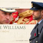 Prince William Google Slides Template - staggered photo timeline with 5 milestone cards and large portrait cutout on right