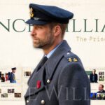 Prince William PowerPoint Template - royal biography cover slide with portrait cutout, title, tagline, and birth info footer