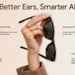 Ray-Ban Meta Gen 3 Audio AI Features Template - four-quadrant feature slide with microphone and AI callouts