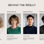 Real Estate Portfolio Overview - Behind the Result team slide with four portrait columns and role descriptions