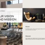 Real Estate Portfolio Overview - Vision and Mission slide with full-height interior photo and dual text blocks