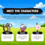 Regular Show Meet the Characters Template - aerial park cityscape with centered welcome title banner