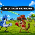 Regular Show Ultimate Showdown Template - three-column card layout with friendship and teamwork theme values