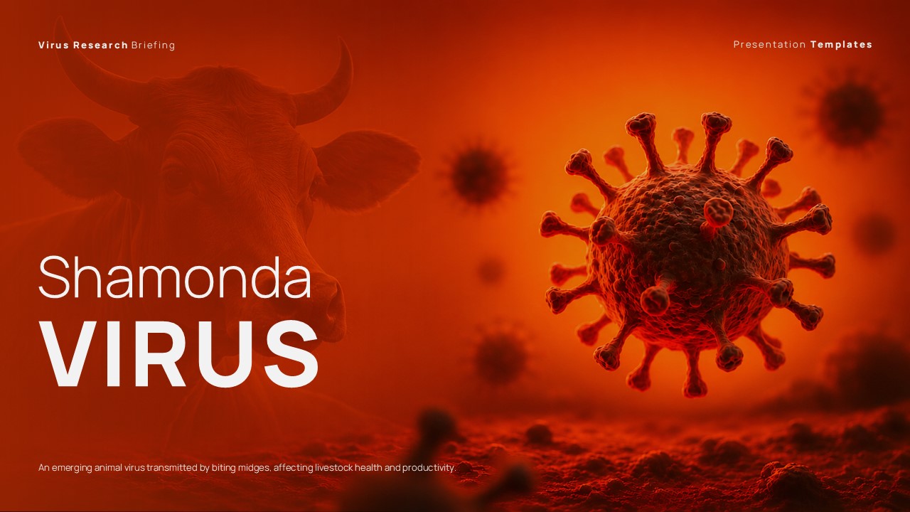 Shamonda Virus Template - cinematic cover slide with 3D virus model