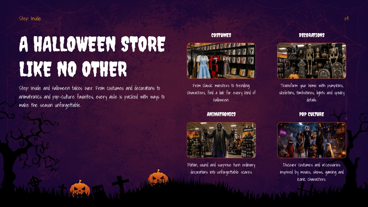 Spirit Halloween Template - Five costume archetypes category slide