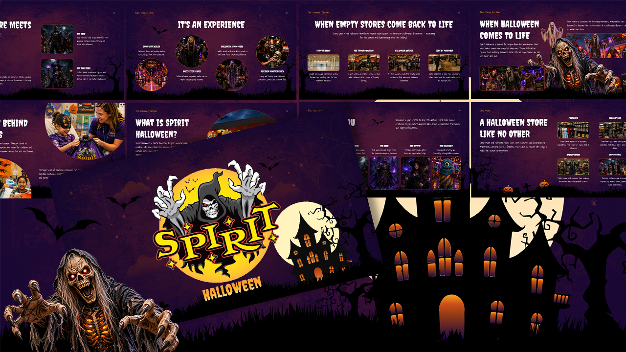 Spirit Halloween Template - Cover slide with haunted house