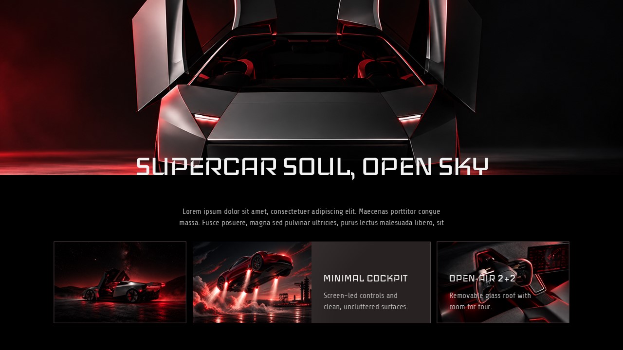 Tesla Roadster Template - Then vs. Next comparison table showing 2008 vs. next-gen specs for range, speed, and battery