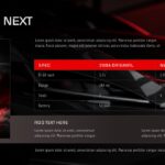 Tesla Roadster Template - Strategic takeaways slide with Halo and Proof argument cards and side-profile car image