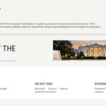White House AI Accord stakeholders slide - Three-column card maps signatories, holdouts, and government participants