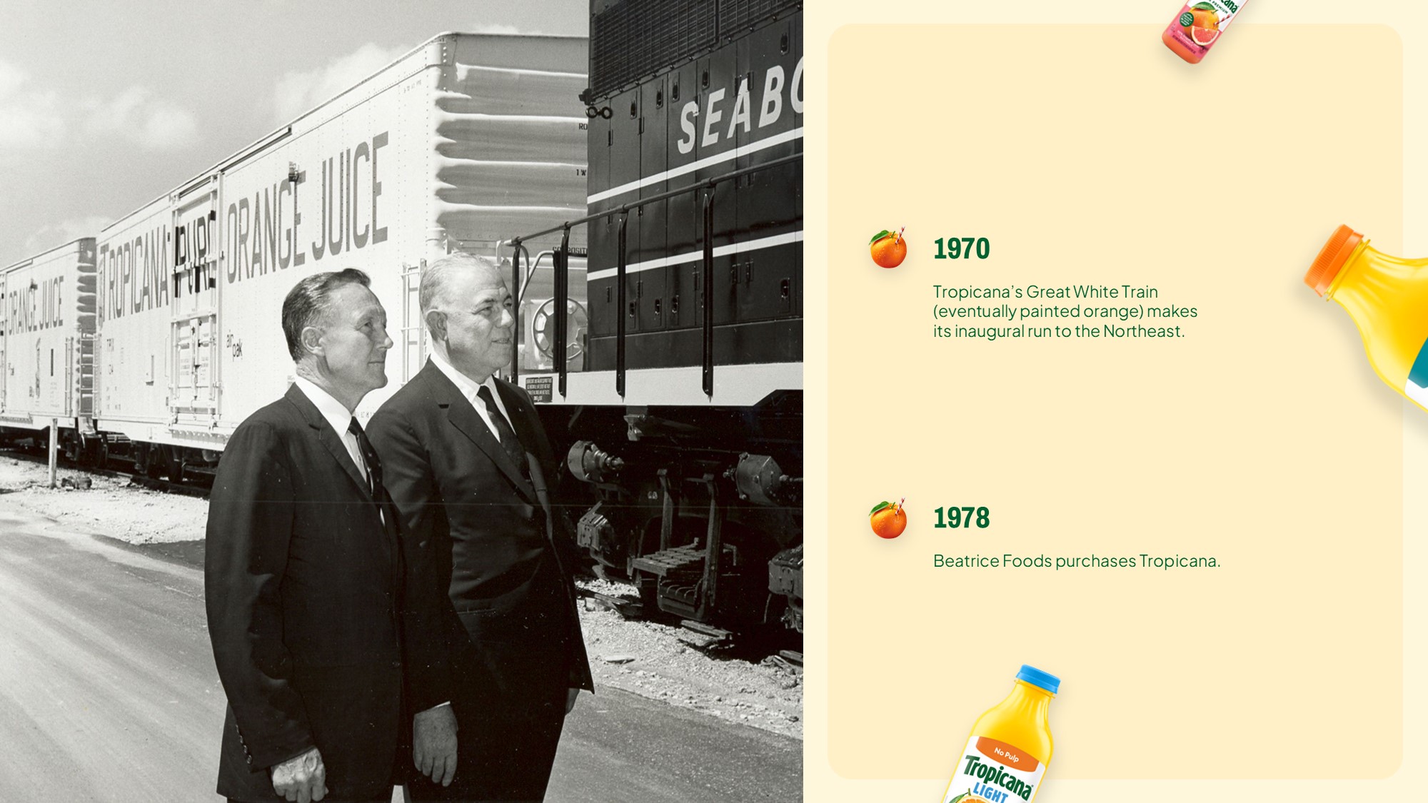 Tropicana Brand Heritage Template - 1980s family breakfast photo with iconic red straw milestone