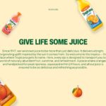 Tropicana Google Slides Template - Brand story slide with floating bottles on warm cream background