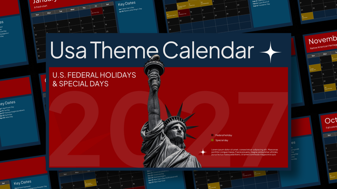 USA Theme Calendar Google Slides & PowerPoint Template preview