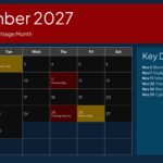 USA Calendar November 2027 - Thanksgiving, Veterans Day