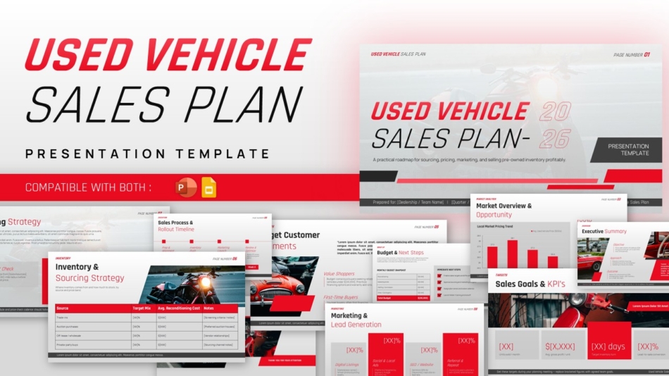used vehicles sales plan template 